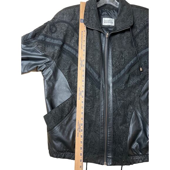 the Leather Warehouse Vintage Genuine Black Leather Jacket Paisley Size Large - Picture 5 of 8